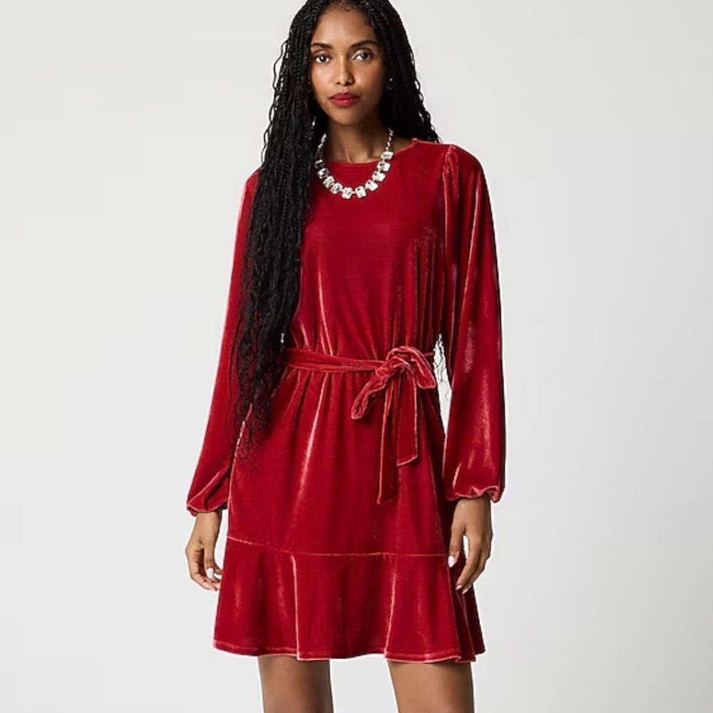 J.Crew Velvet Tie-Waist Mini Dress